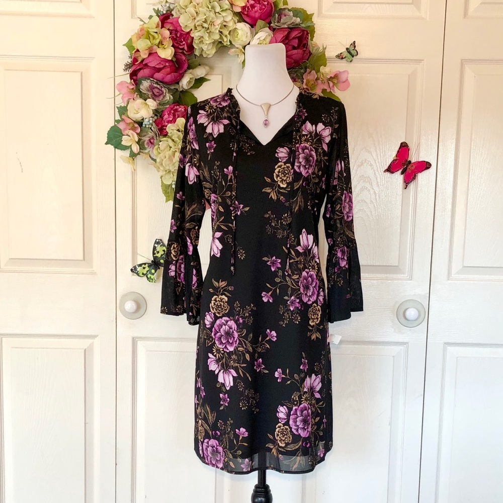 💼 Style & Co Bell Sleeve A Line Mesh Dress Large NWT